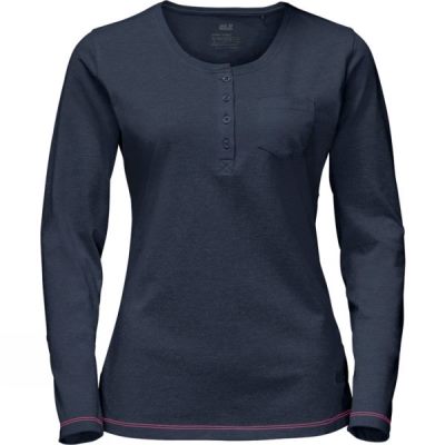 Tee Jack Wolfskin Essential Longsleeve Mujer Azul Marino - Chile GSC537218